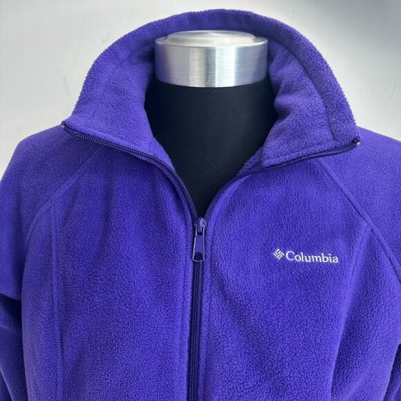 COLUMBIA Full Zip-Up Fleece Women's L Purple Lightweight‎ Jacket w/Zip Pockets - Picture 10 of 14